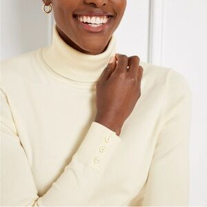 Talbots Perfect Turtleneck Long Sleeve Pullover Sweater Minimalist Cream NEW